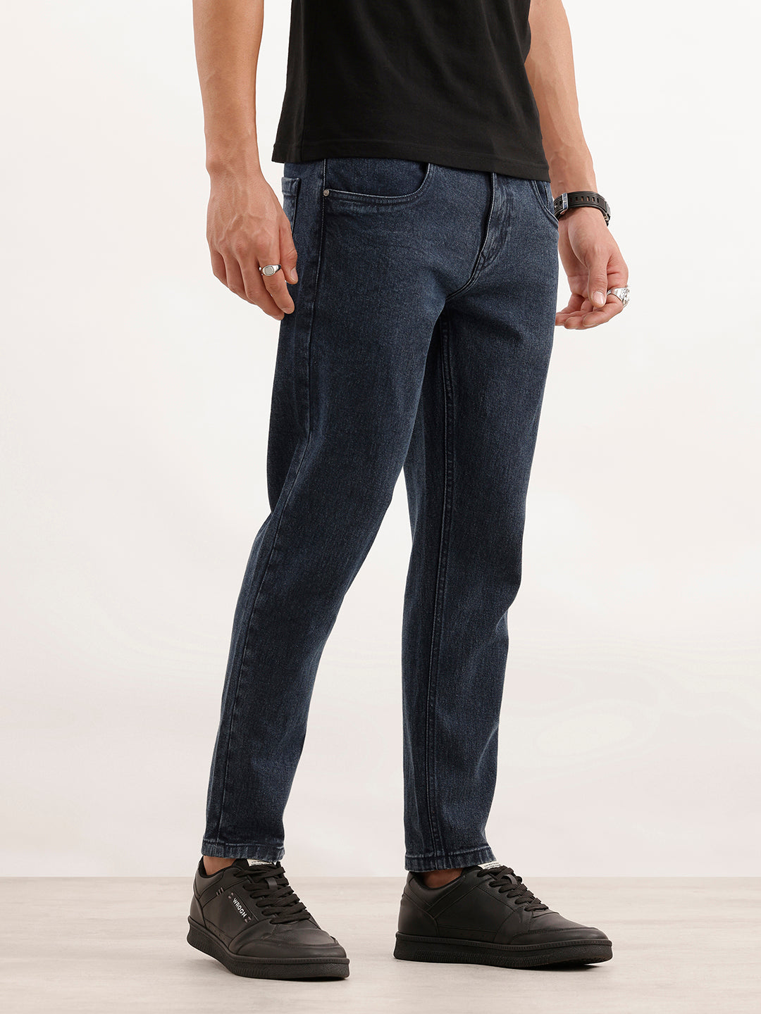 Solid Skinny Crop Denim Jeans  | Dark Blue