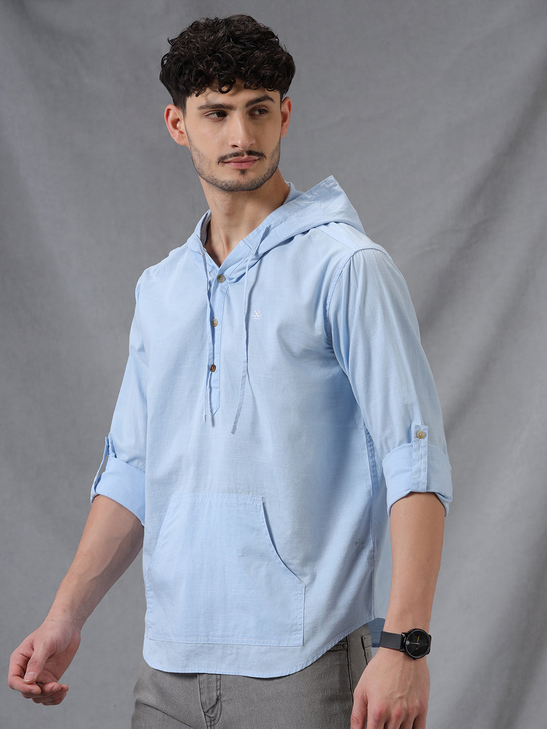 Hooded Trend Classic Blue Shirt