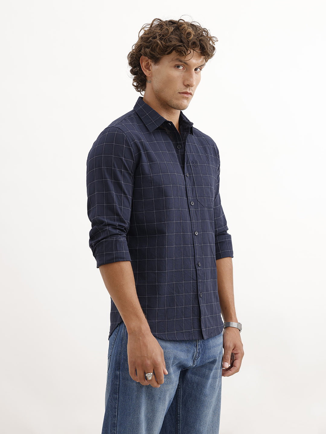 Slim Fit Checkered Shirt | Blue
