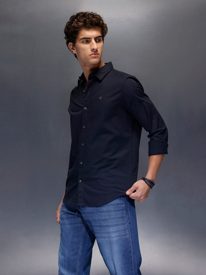 Men's Slim Fit Casual Shirt  |  Navy Blue