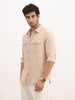 Slim Fit Double Pocket Full Sleeve Shirt | Beige