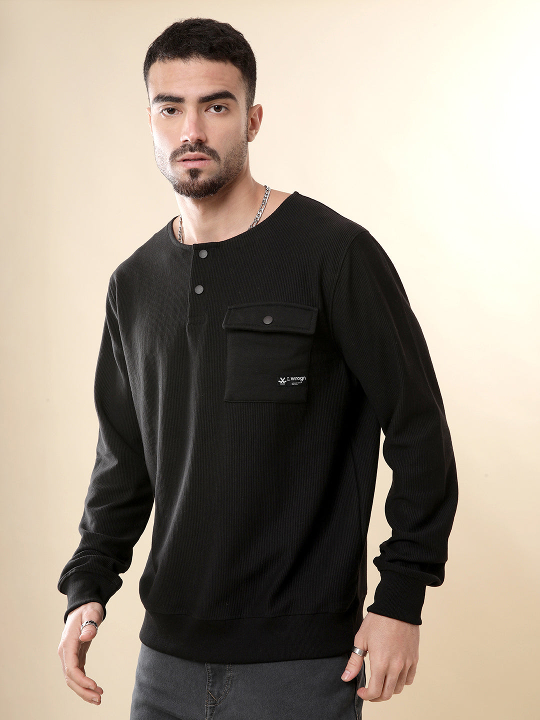 Solid Black Fleece Sweatshirt