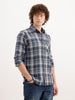 Slim Fit Textured Checkered Shirt  | Grey