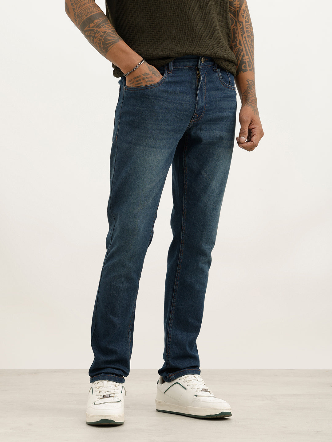 Washed Slim Fit Denim Jeans | Blue