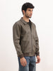 Solid Regular Fit Zipper Jacket | Olive