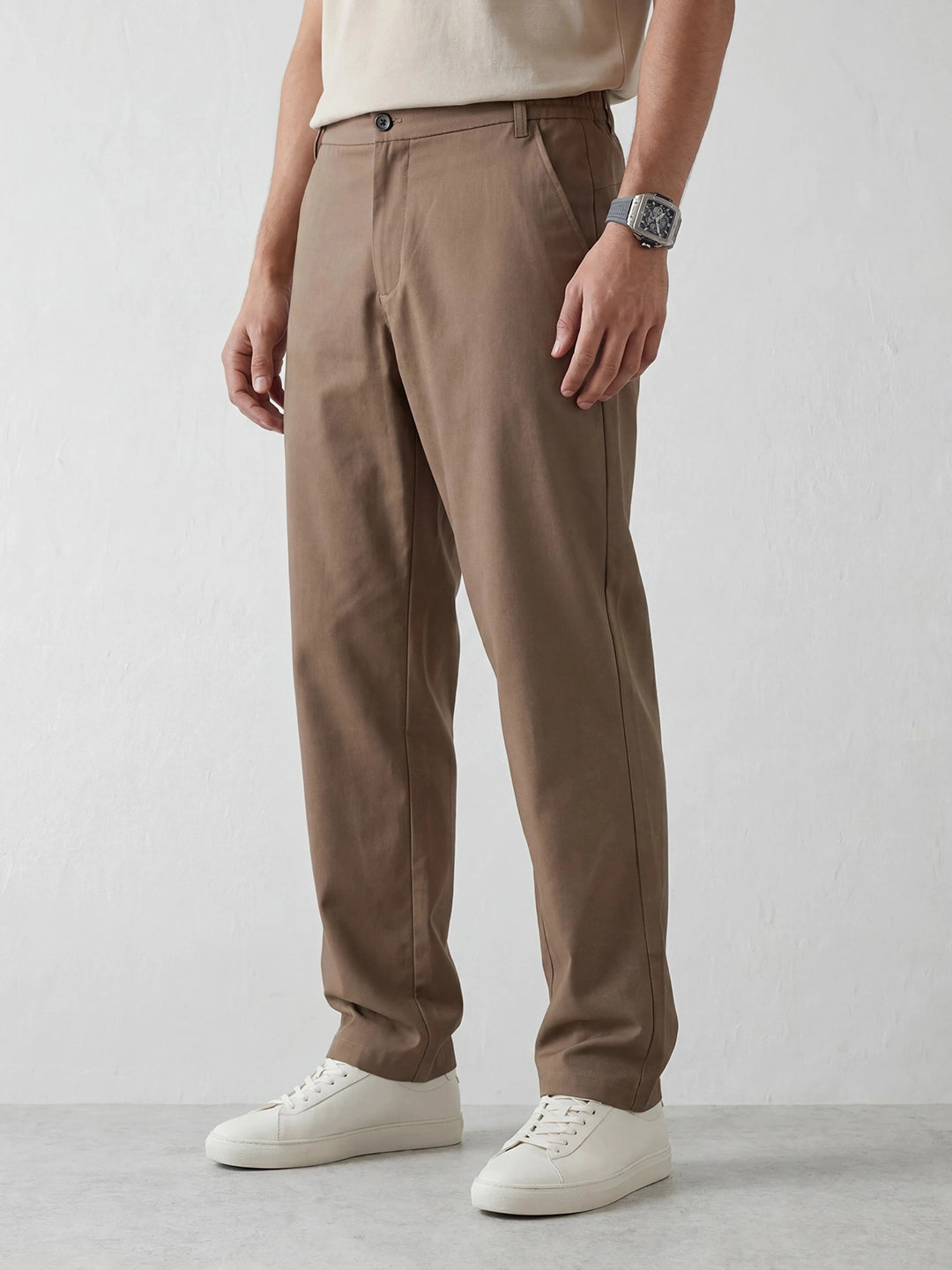 Classic Straight Fit Trousers | Brown