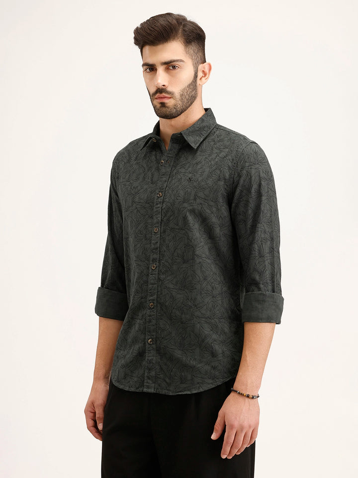 Textured Regular Fit Shirt | Dark Green