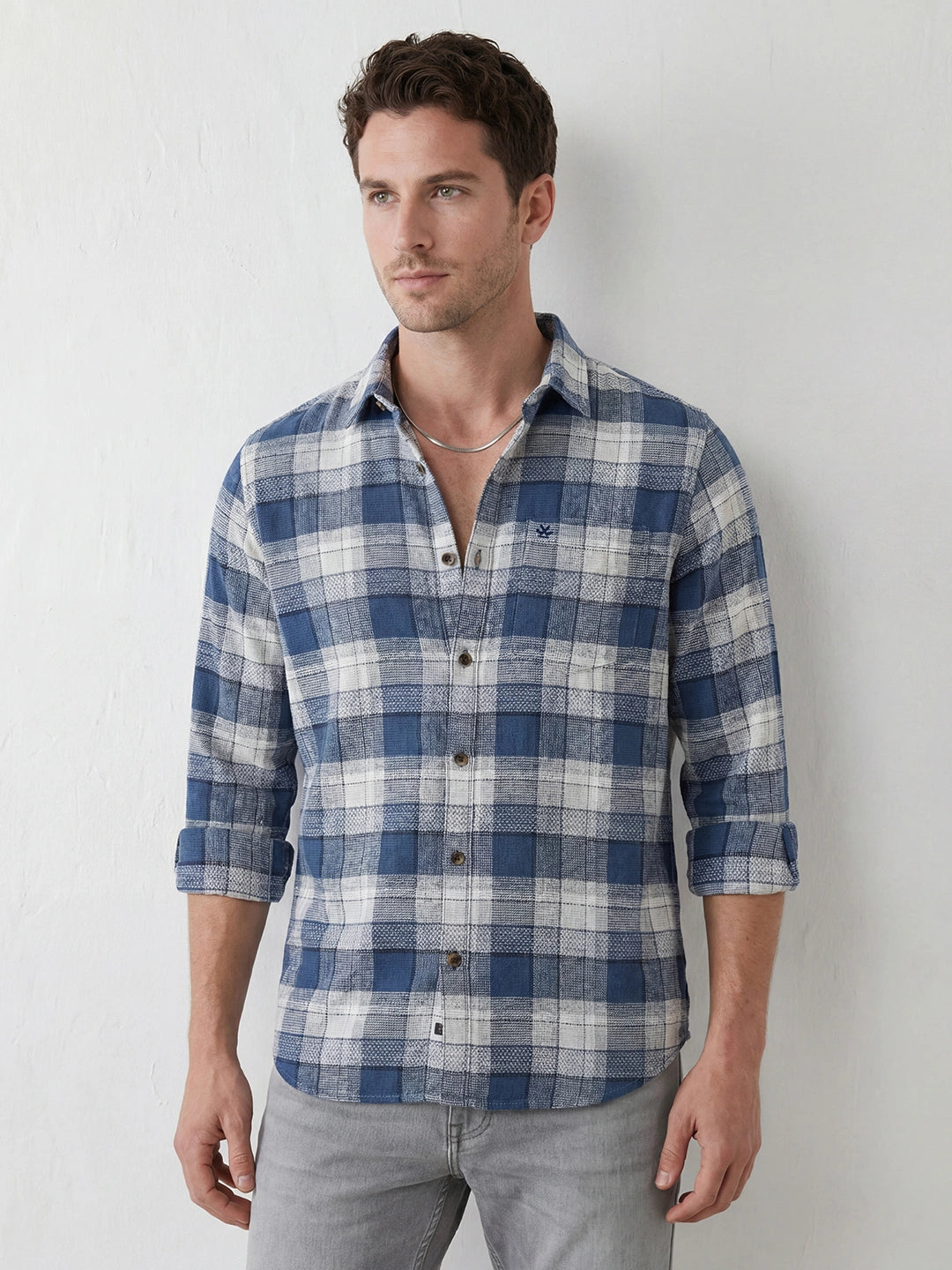 Regular Fit Checkered Shirt | Blue