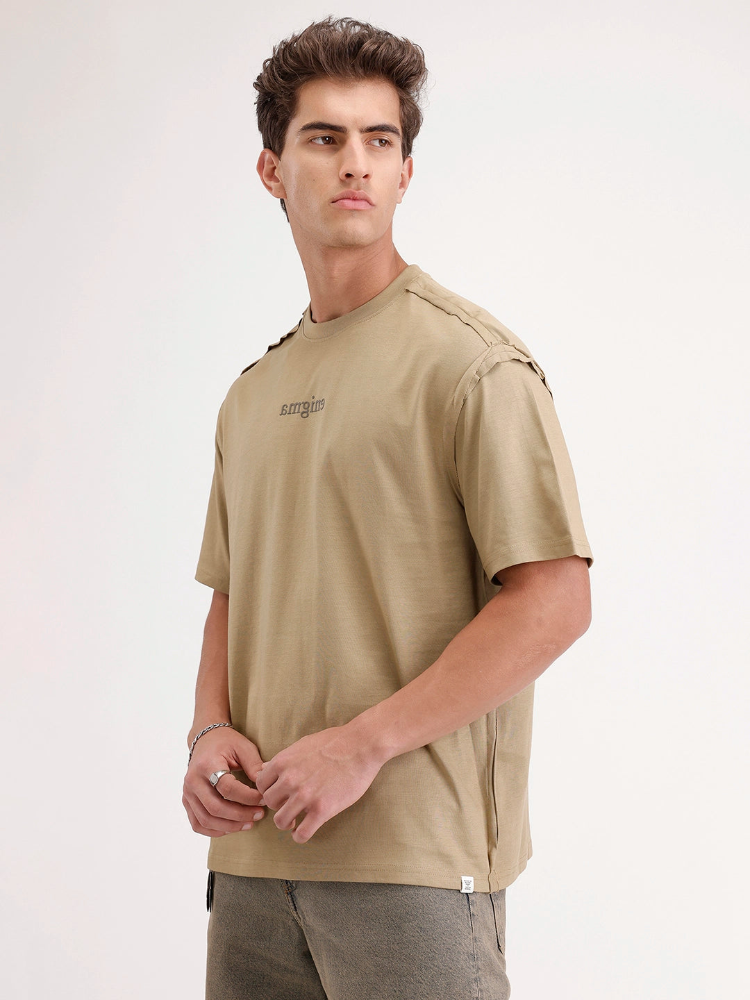Oversized Cut & Sew T-Shirt | Khaki