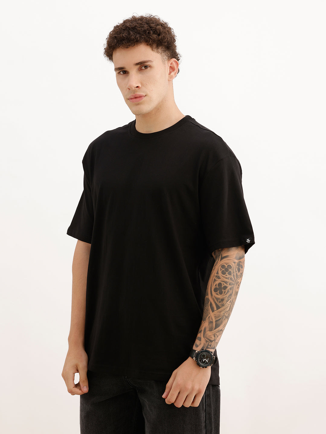 Solid Oversized Fit T-Shirt | Black | WRTS1737M
