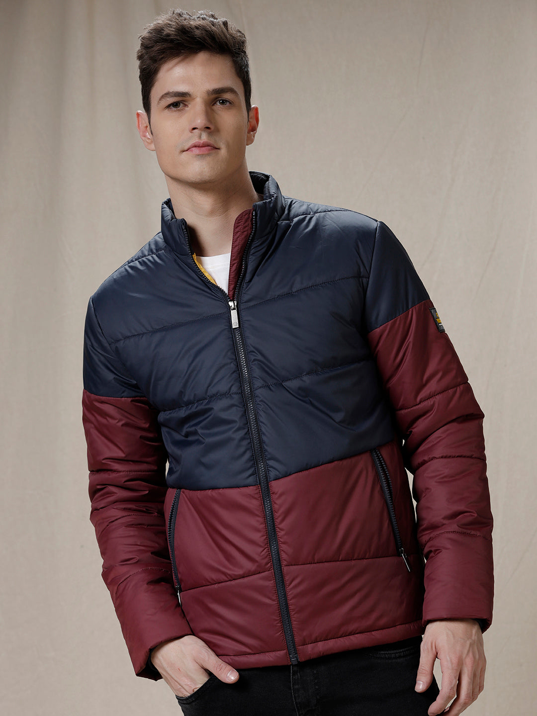 Colour Blocked Quilted Puffer Jacket
