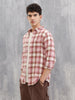 Brushed Herringbone Flannel Check Shirt In Regular Fit | Pink