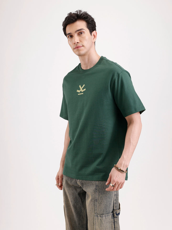 Classic Back Printed Oversized T-Shirt   |  Dark Green