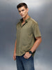 Textured Classic Men’s Oversized Fit Shirt | Olive