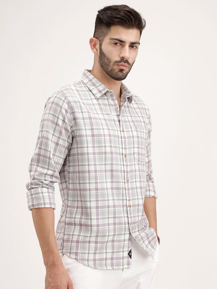 Regular Fit Checkered Shirt | Purple