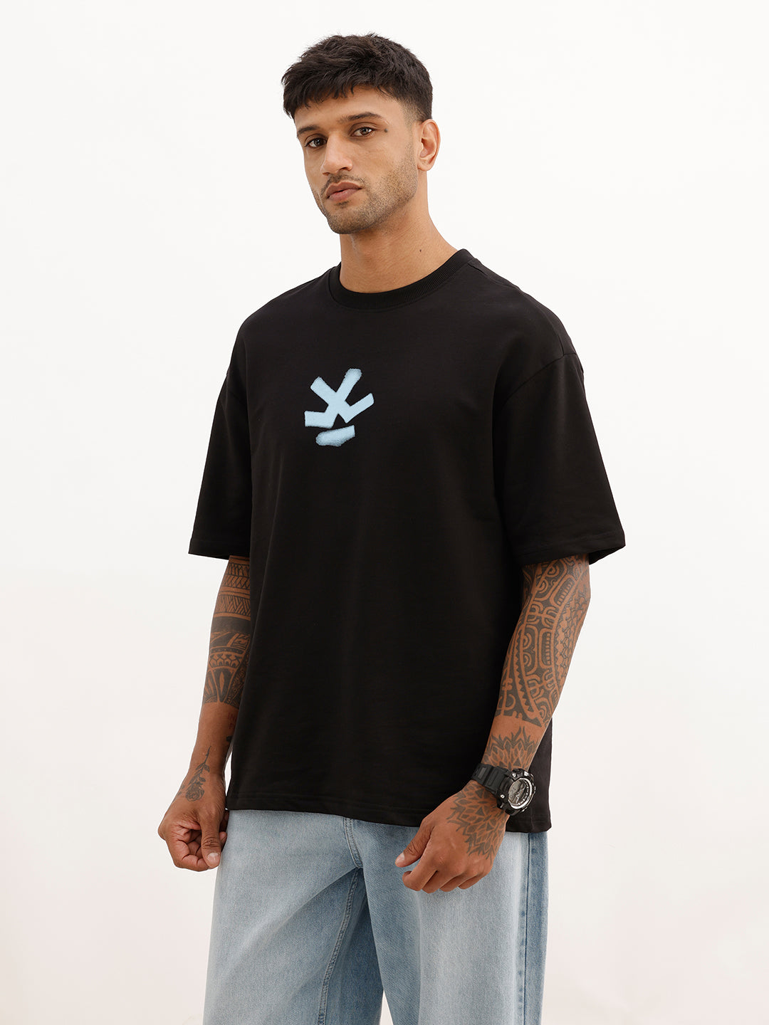 Oversized Fit Back Printed T-Shirt | Black | WTS02HSOS1021S