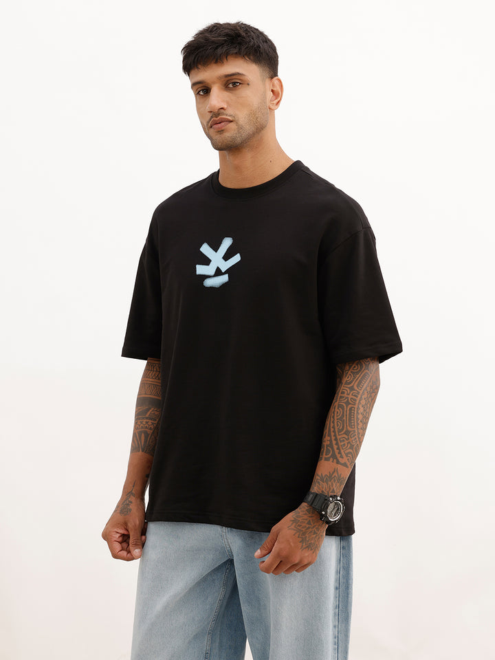 Oversized Fit Back Printed T-Shirt | Black