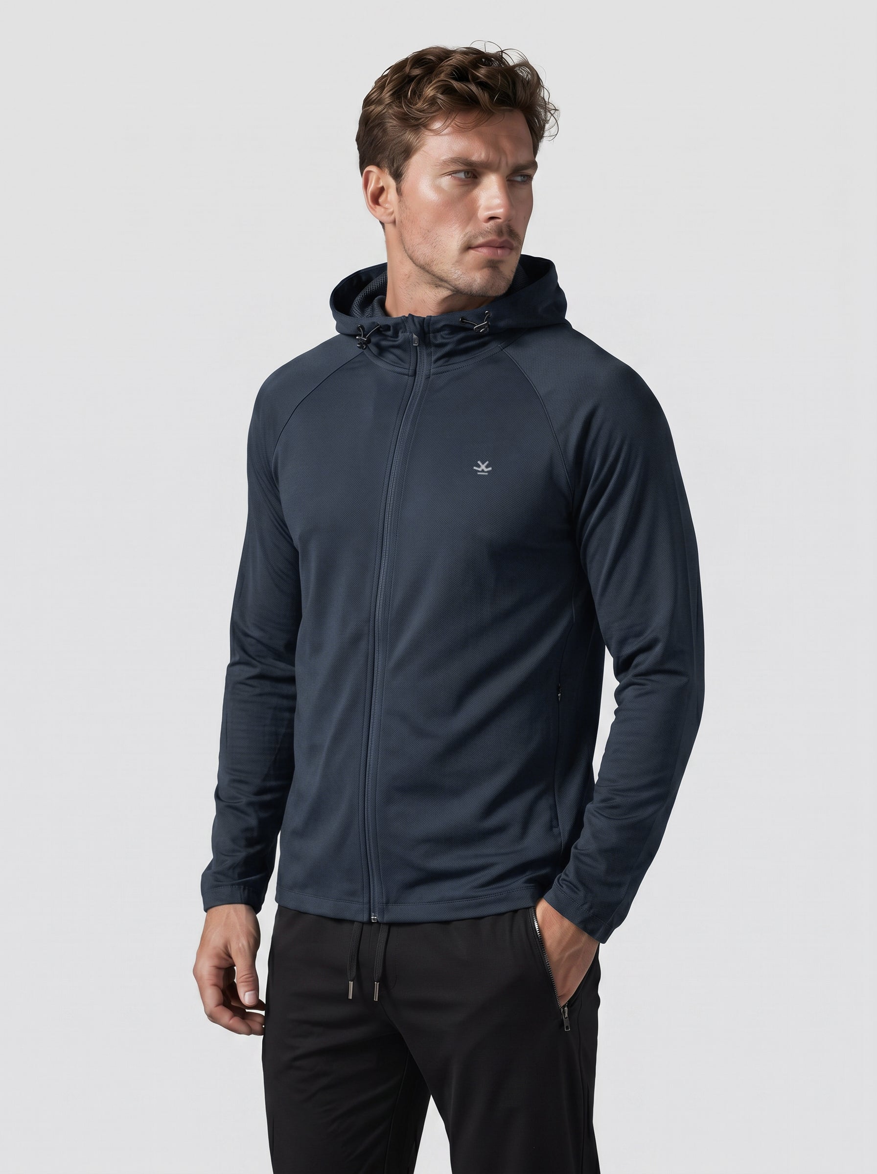Hooded Zipper Sweatshirt | Active | Blue