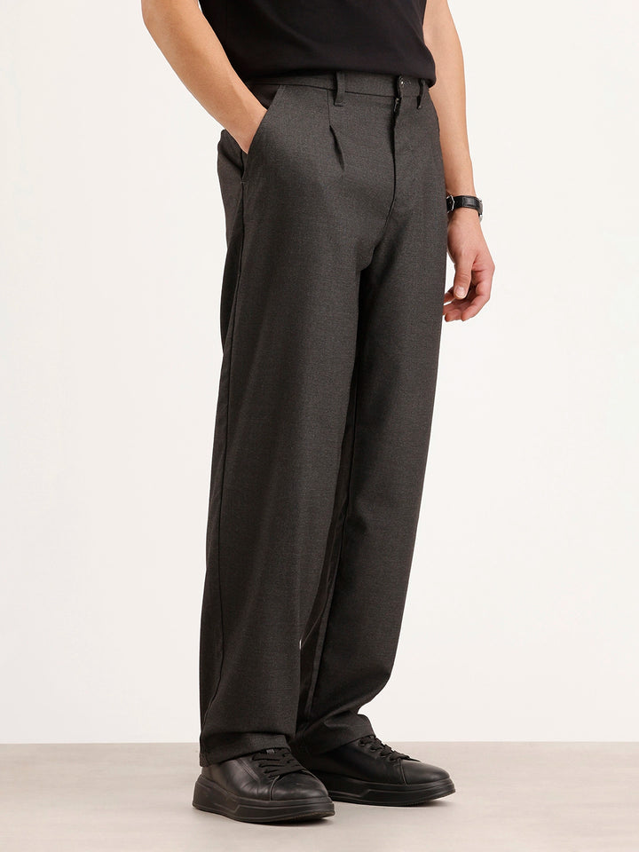Loose Fit Pleated Trouser | Grey