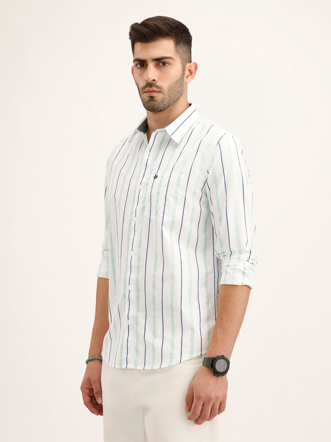 Slim Fit Striped Shirt | White