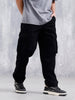 Loose Fit Workwear Trousers With Patch Pockets & Hammer Loop | Black