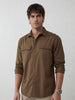 Comfort Fit Double Pocket Shirt | Brown