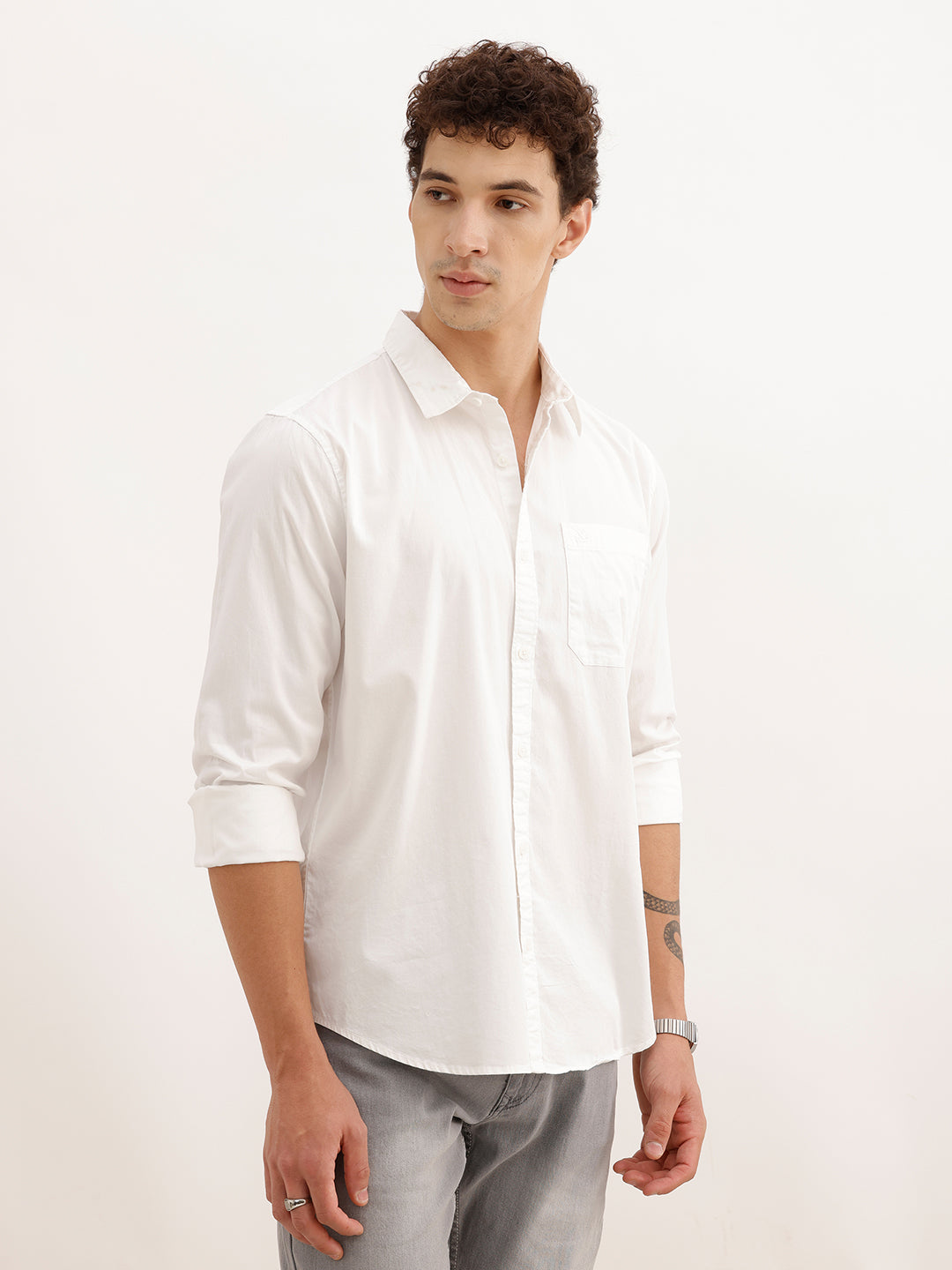 Solid Slim Fit Shirt | White