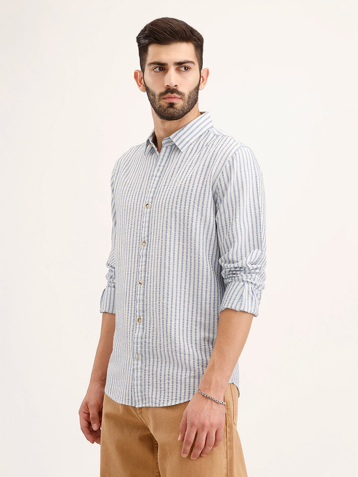 Slim Fit Textured Shirt | Blue