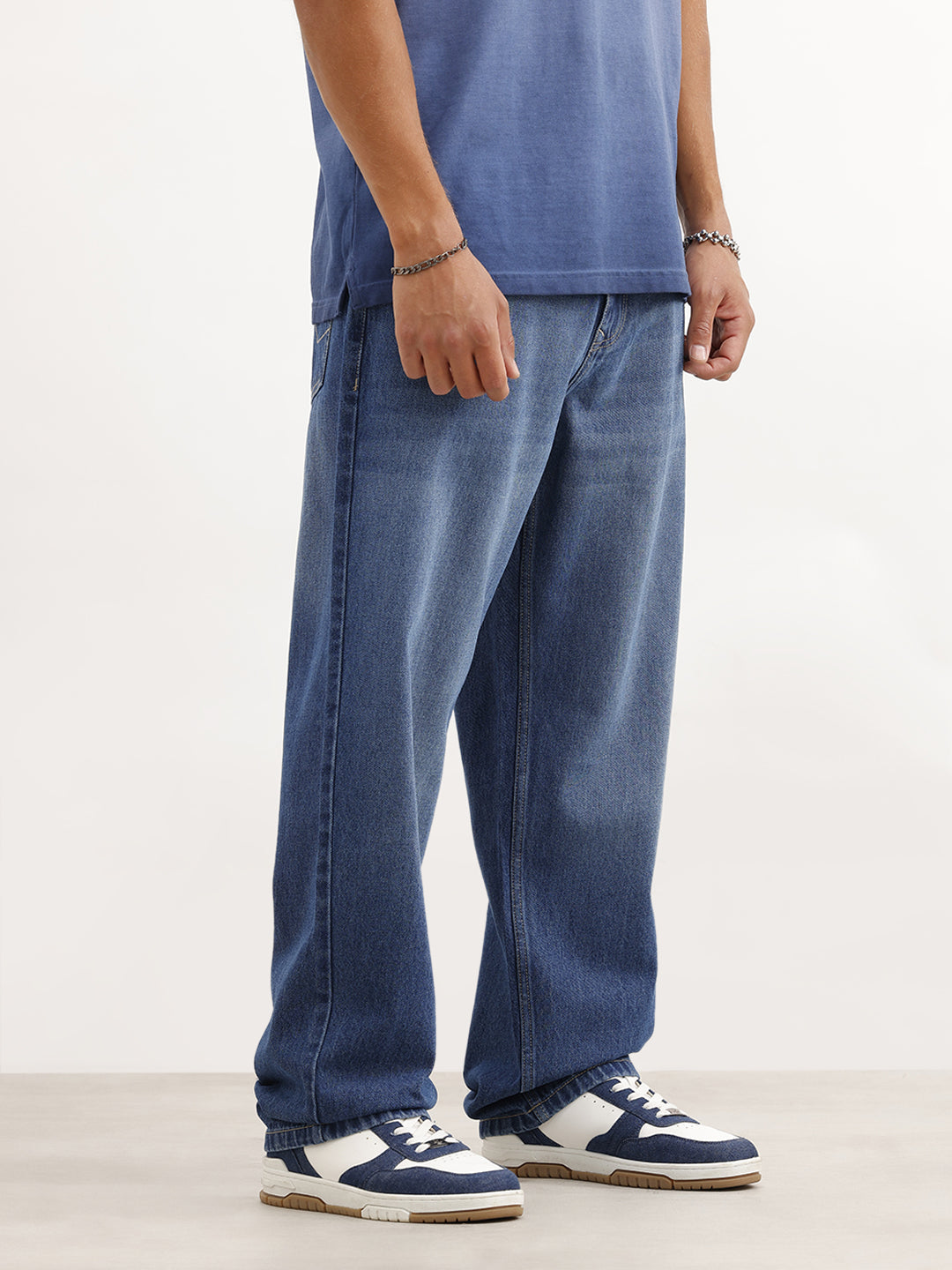 Faded Loose Fit Denim Jeans | Blue