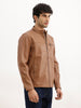 Solid Slim Fit Zipper Jacket | Brown