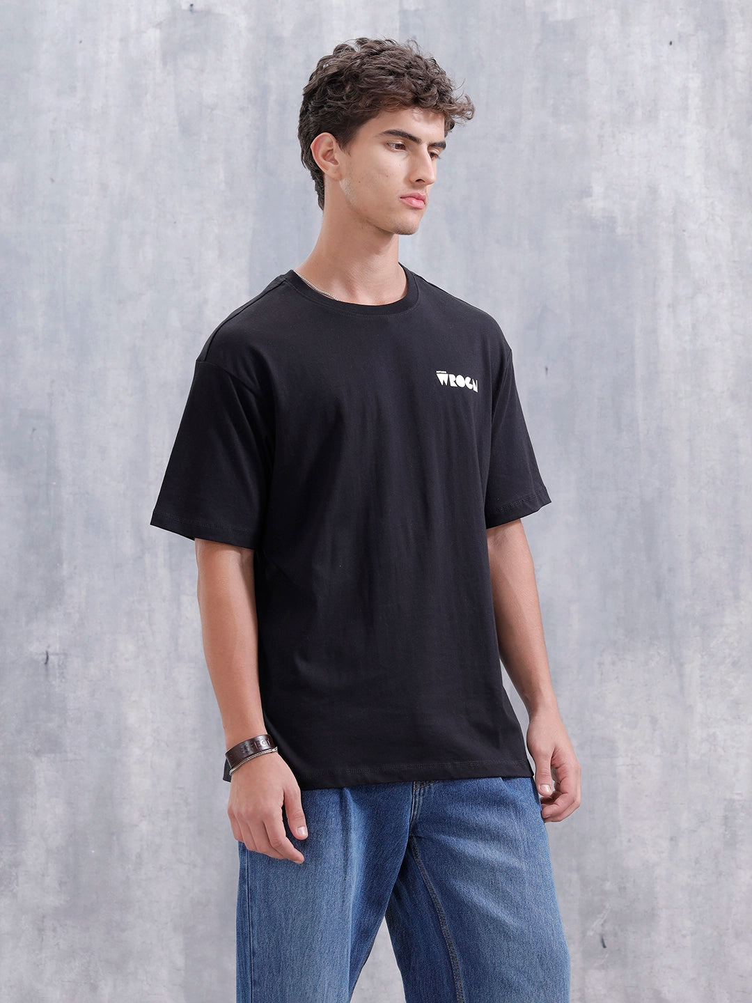Men’S Casual Oversized Fit Graphic T-Shirt | Black