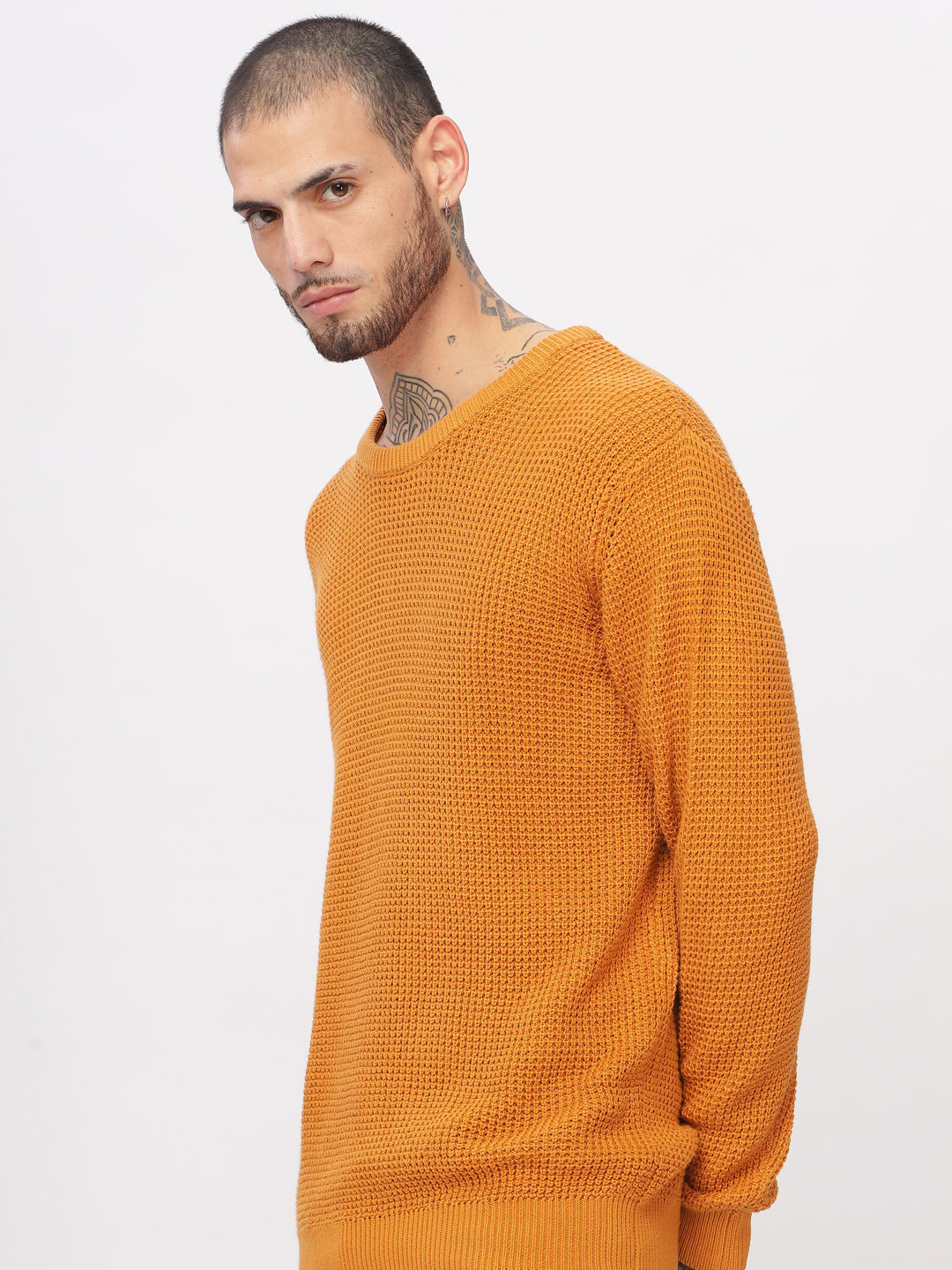 Knitted Mustard Crew Neck Sweater