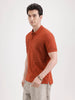 Slim Fit Pannel Printed Polo T-Shirt  | Rust