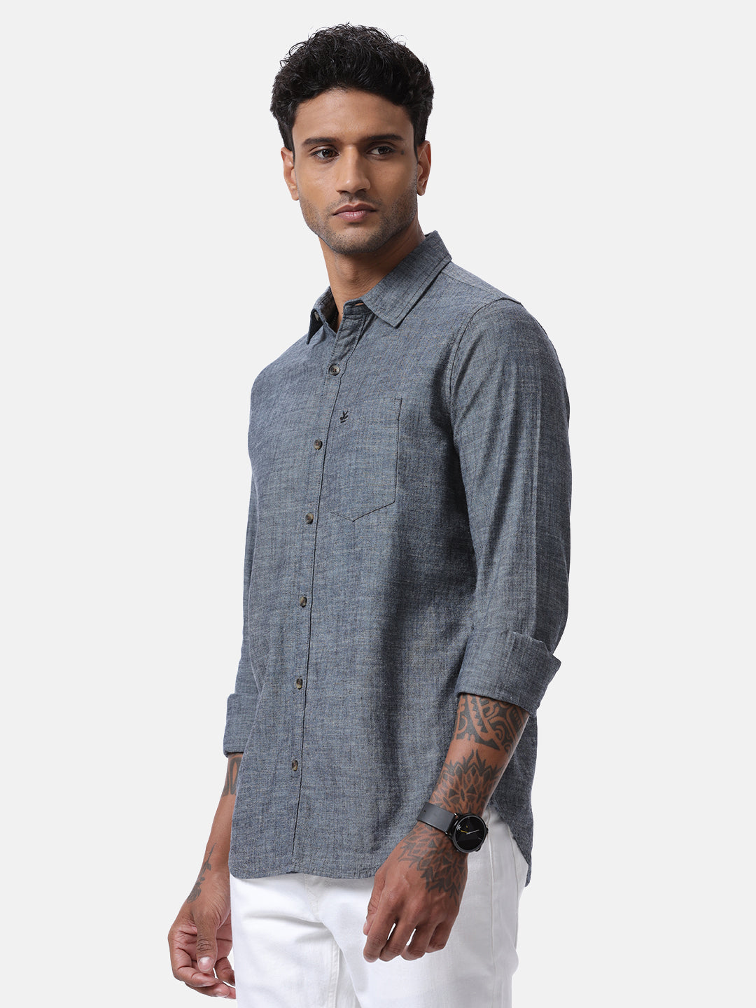 Melange Grey Chambray Shirt