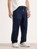 Loose Pleat Fit Denim Jeans | Dark Blue