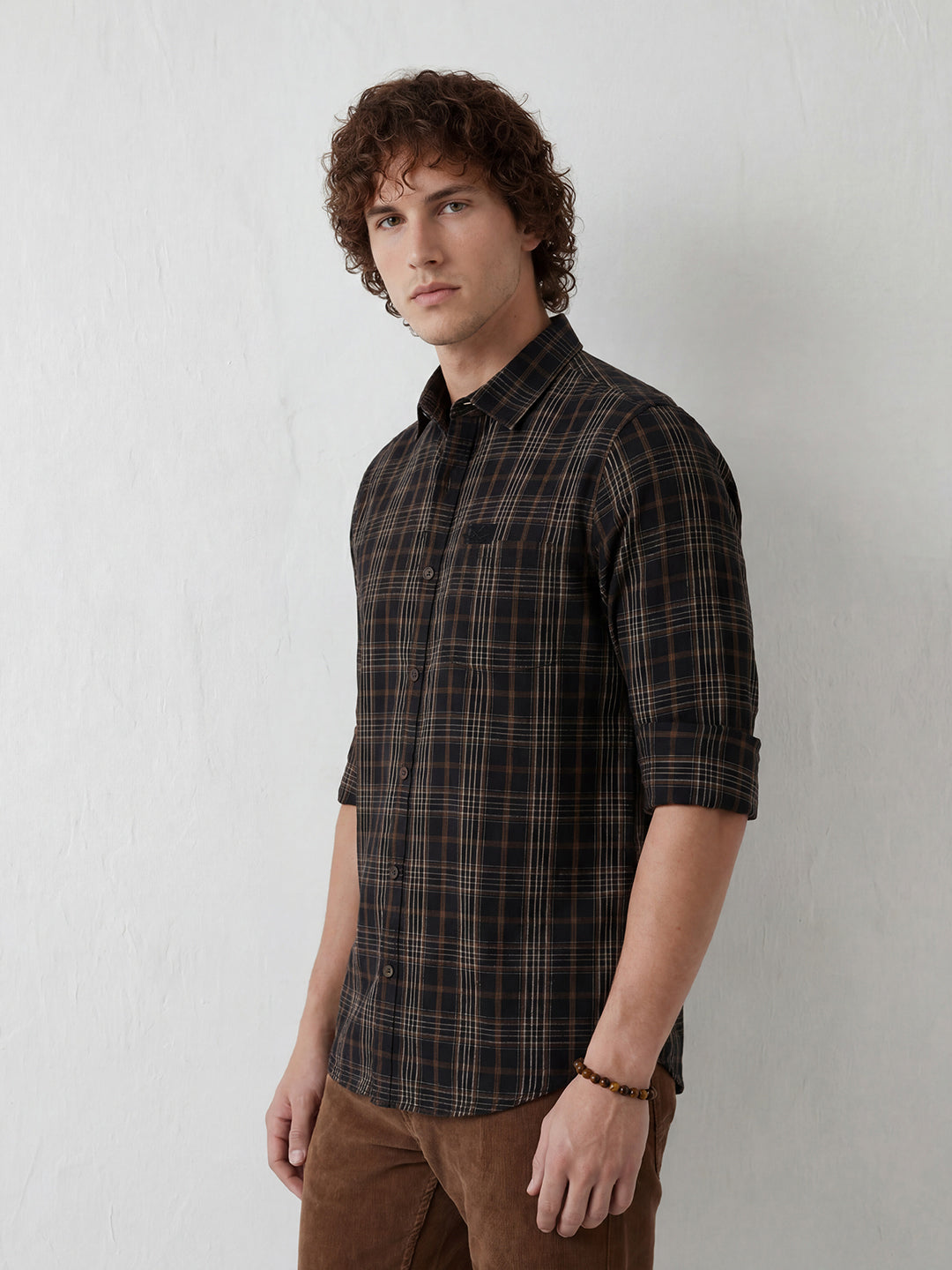 Regular Fit Checkered Shirt | Black