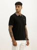 Slim Fit Contrast Collar Polo T-Shirt | Black