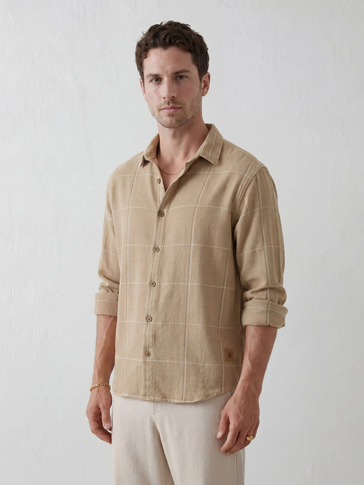 Comfort Fit Checkered Shirt | Khaki
