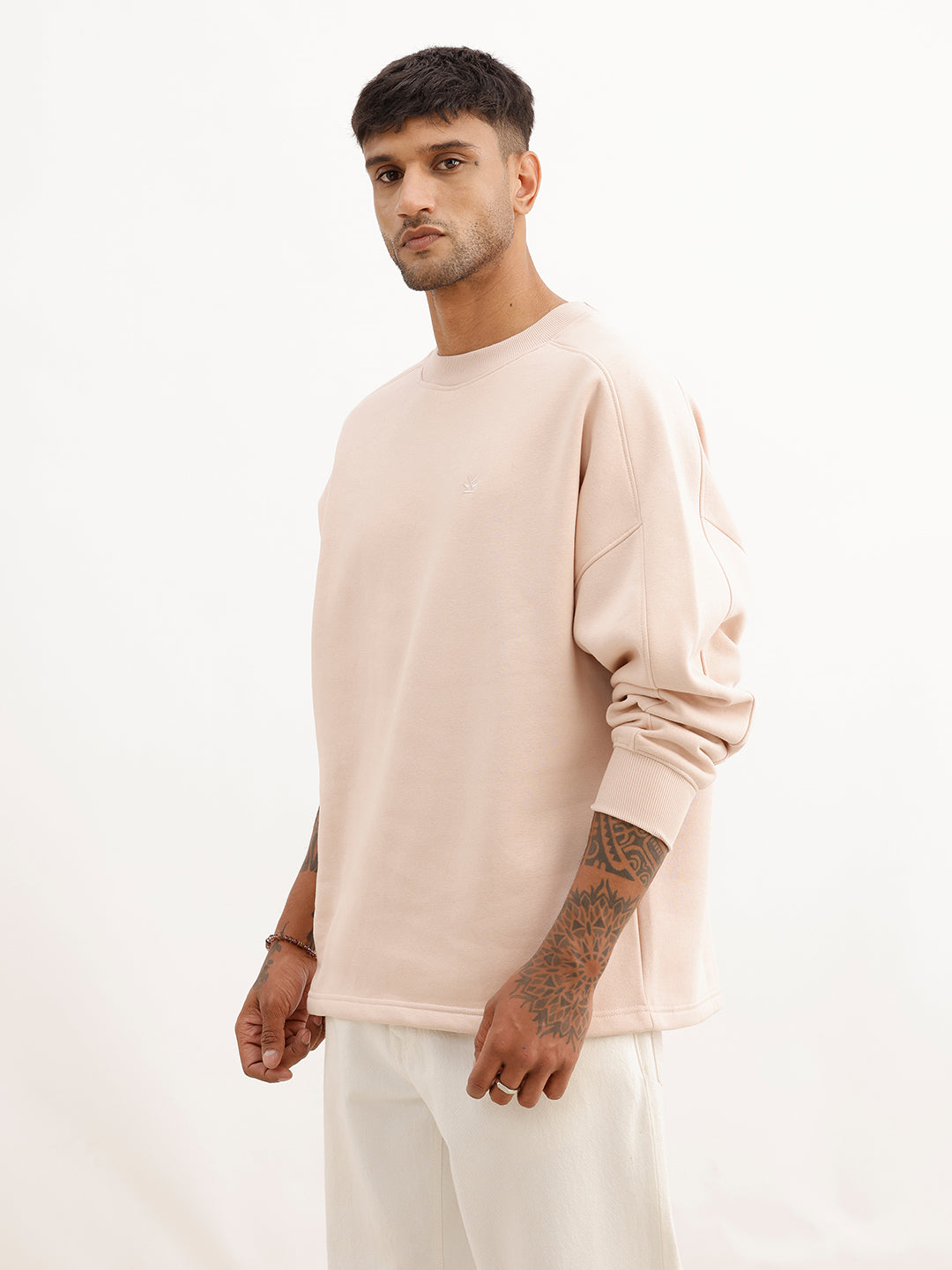 Solid Comfort Fit Sweatshirt | Beige
