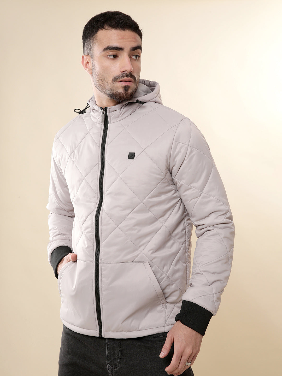 Grey Clouds Hooded Puffer Jacket