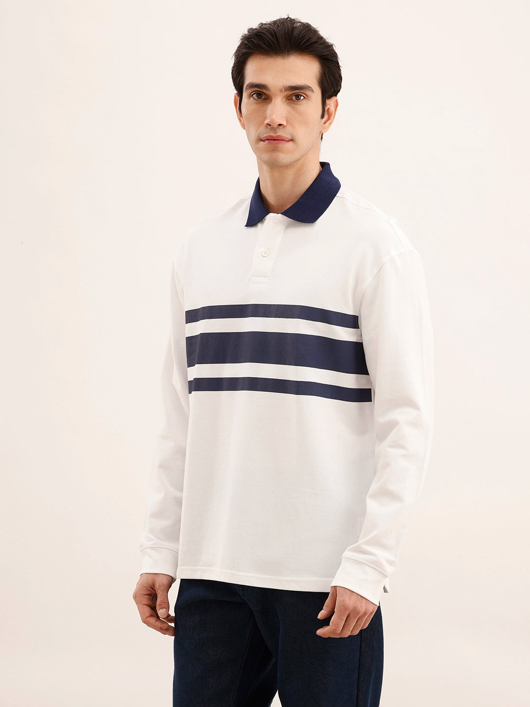 Oversized Contrast Collar T-Shirt | White