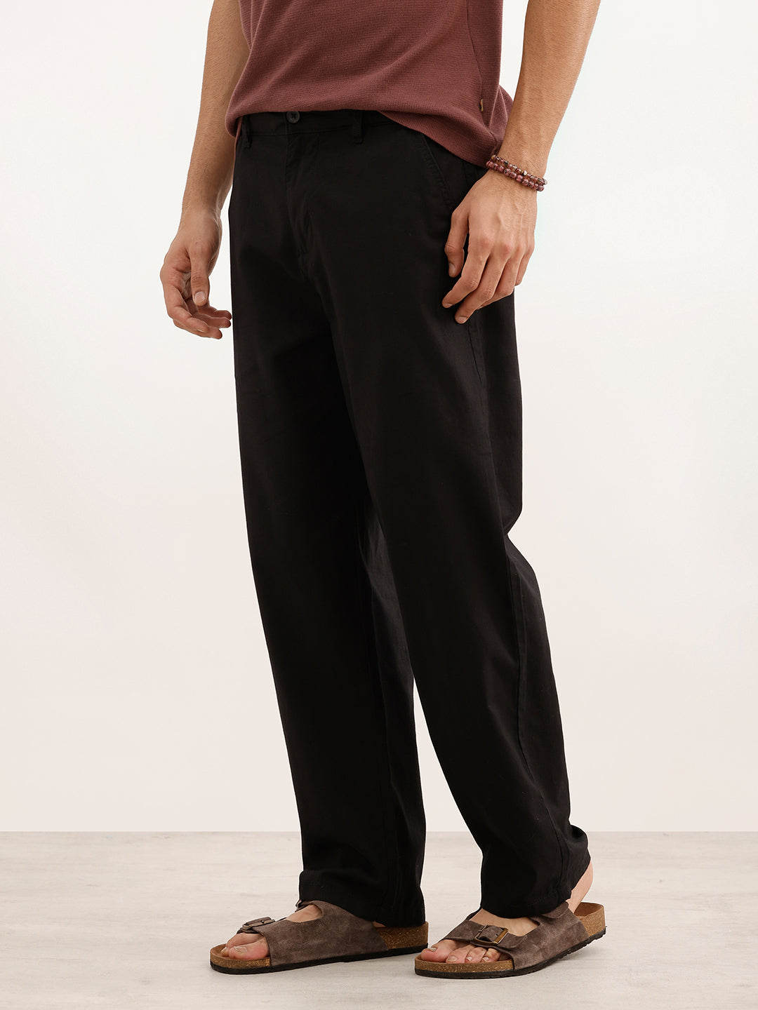 Classic Solid Loose Fit Trouser | Black