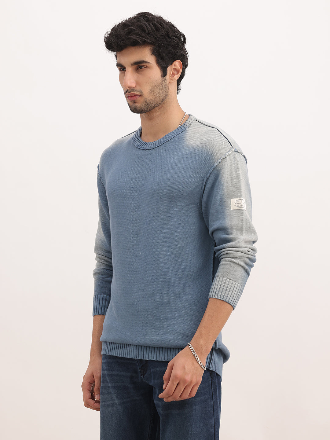 Comfort Fit Faded Sweater | Blue