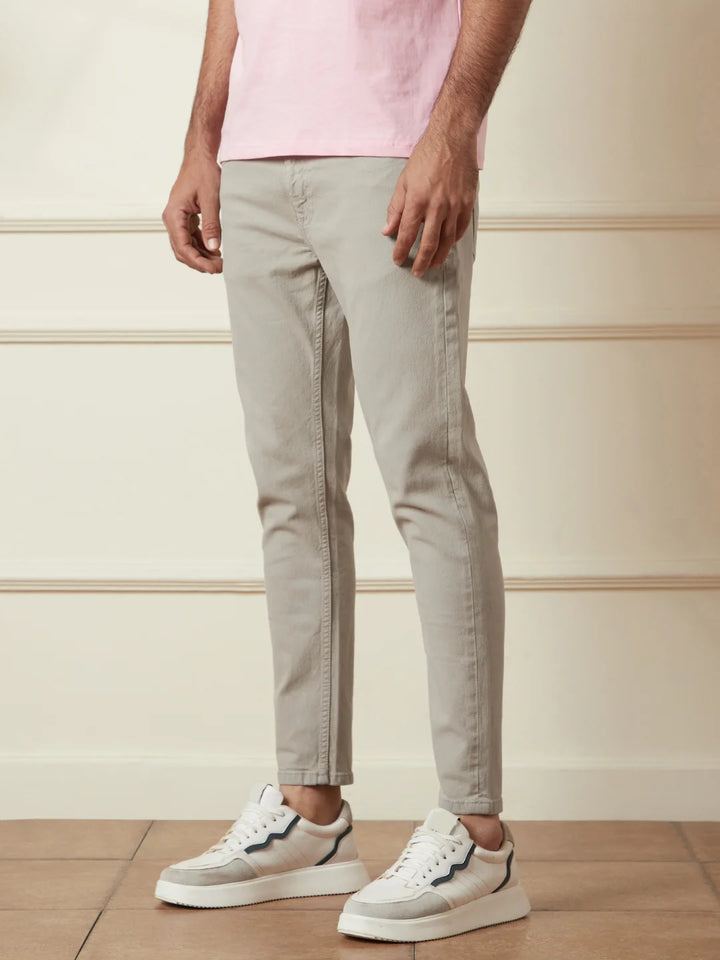 Casual Slim Tapered Jeans | Beige