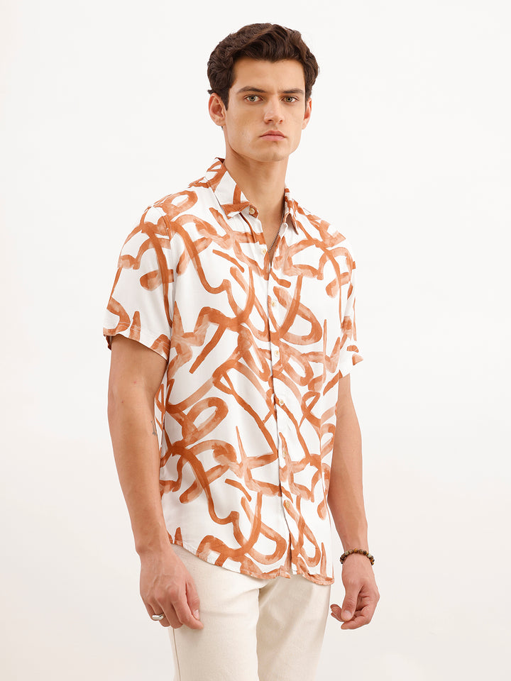 Slim Fit AOP Shirt  | White
