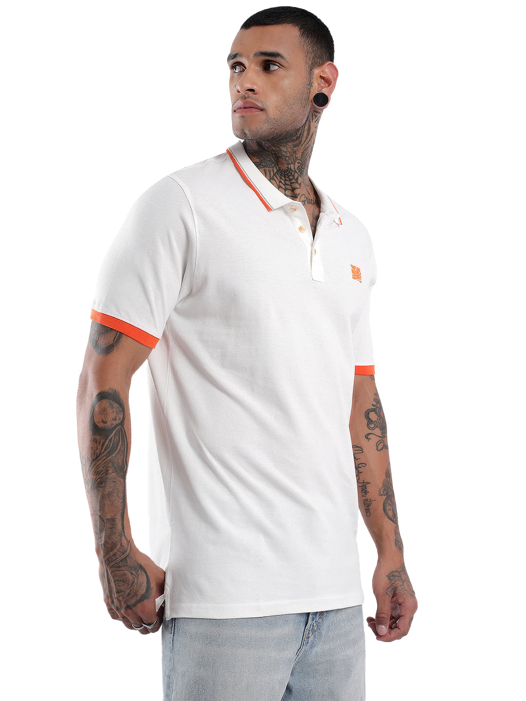 Bold White Tipped Collar Polo