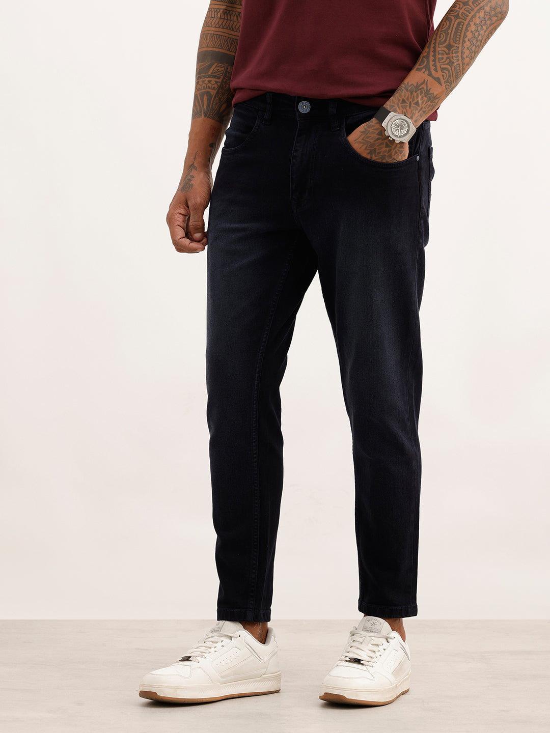Faded Skinny Crop Fit Denim Jeans | Dark Blue | WJN0200SC2177S