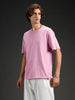 Wrogn Men's Raw Edged Oversized Graphic Tee | Purple