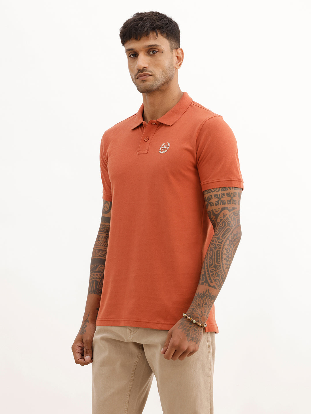 Classic Placement Printed Polo T-Shirt | Rust | WWTS302F