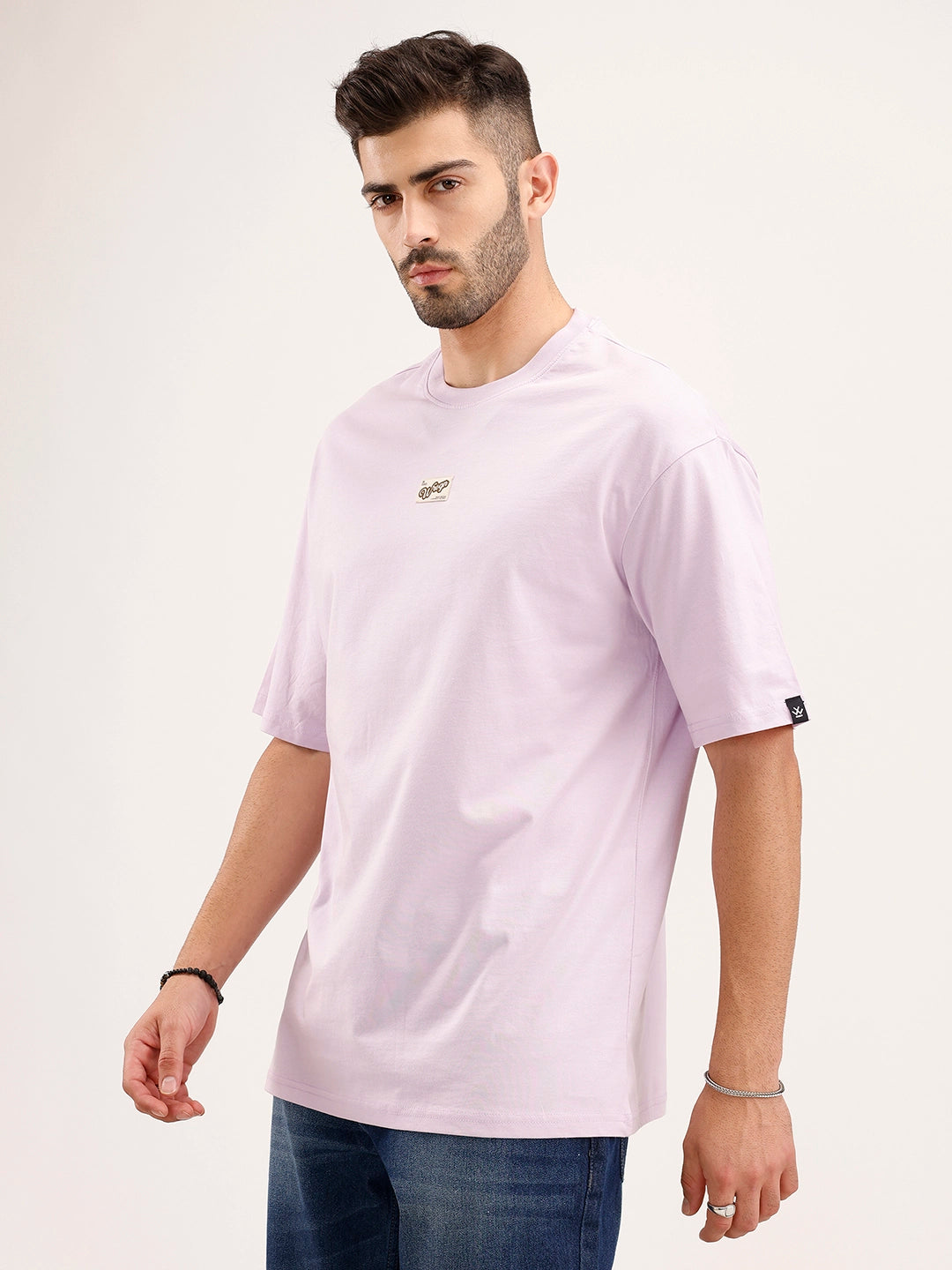 Oversized Fit Patch Detailed T-Shirt | Purple